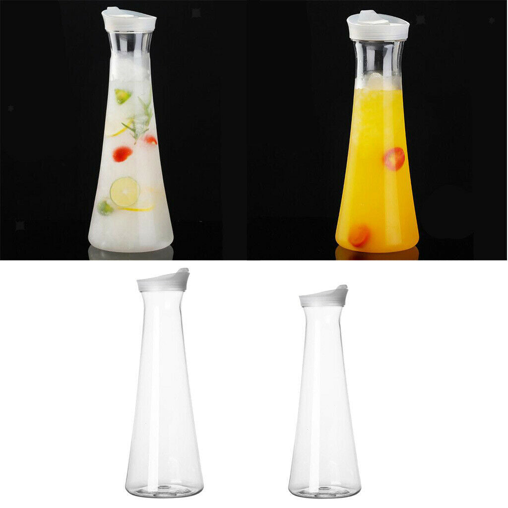 2 Pcs Acrylic Cold Water Pitchers Jug Jar with Lid 1500ml(50oz) Narrow Neck