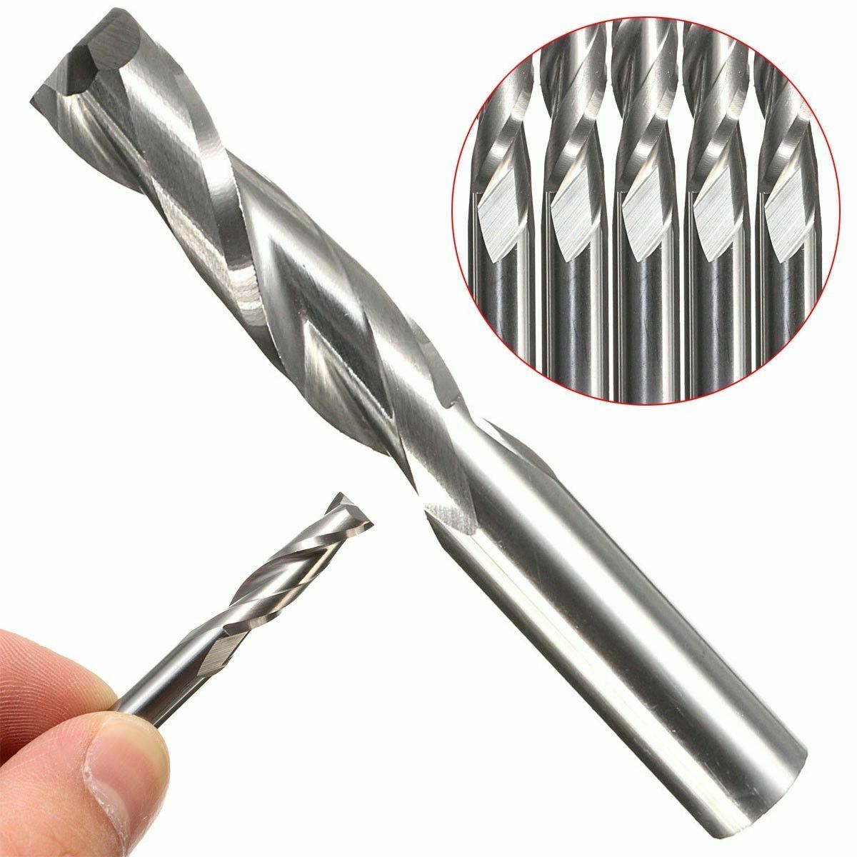 Solid Carbide 2 Flute Spiral Router Bit End Mill Up Cut - PVC Acrylic Hard Woods