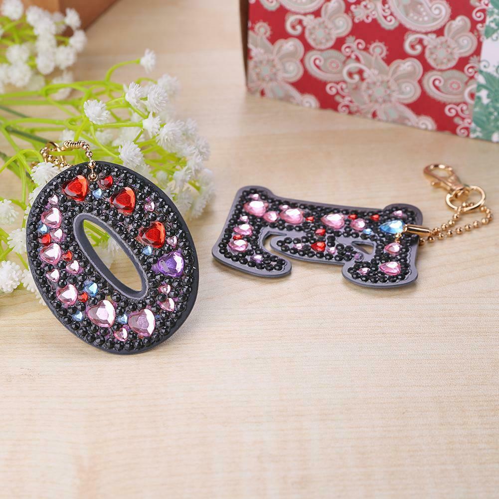 4pcs Full Drill Special Shaped Diamond Painting Love Letter DIY Keychain @