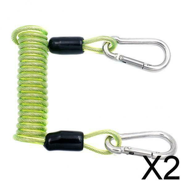 2X Professional Scuba Diving Spiral Spring Coil Lanyard Safety Emergency Green