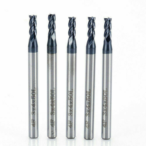 5pcs 4mm x 50mm Tungsten Carbide 4 Flute End Mill CNC Milling Cutter HRC50