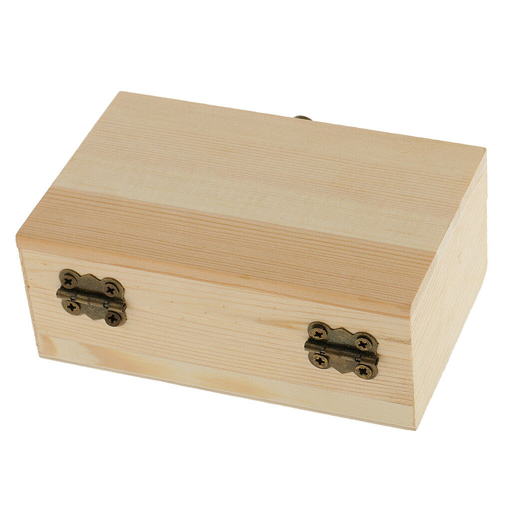 Rectangle Natural Unfinished Wood Storage Box Case for Kids Toys DIY Craft
