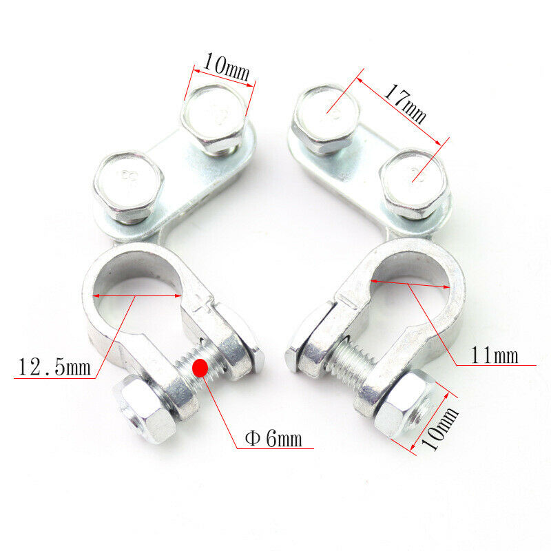2Pcs Small Thin-Column Binaural Battery Clips Terminal Connector Clamp Pile Head