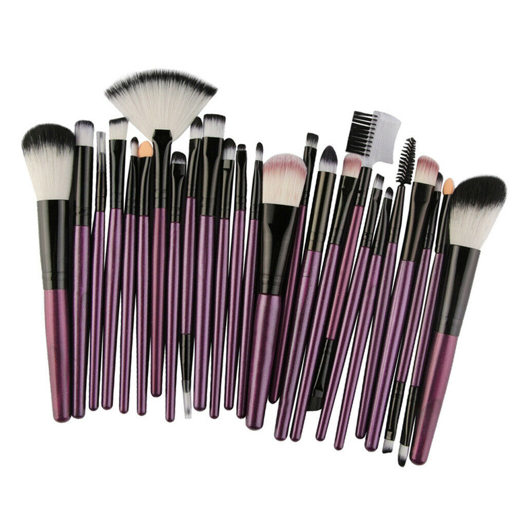25x Pro Soft Makeup Brushes Contour Liquid Blending Lips Brush Purple Black