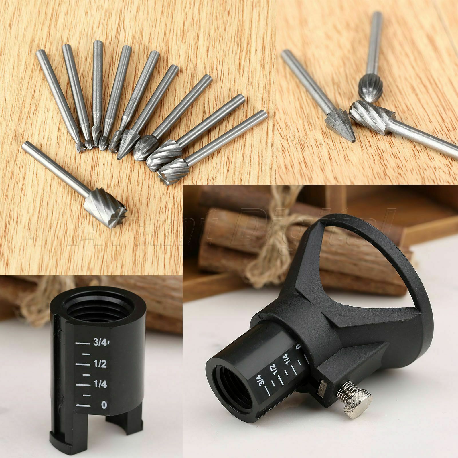 3mm HSS Grinding Bits Burr Rotary File & Drill Locator Chamfering Carving Tool