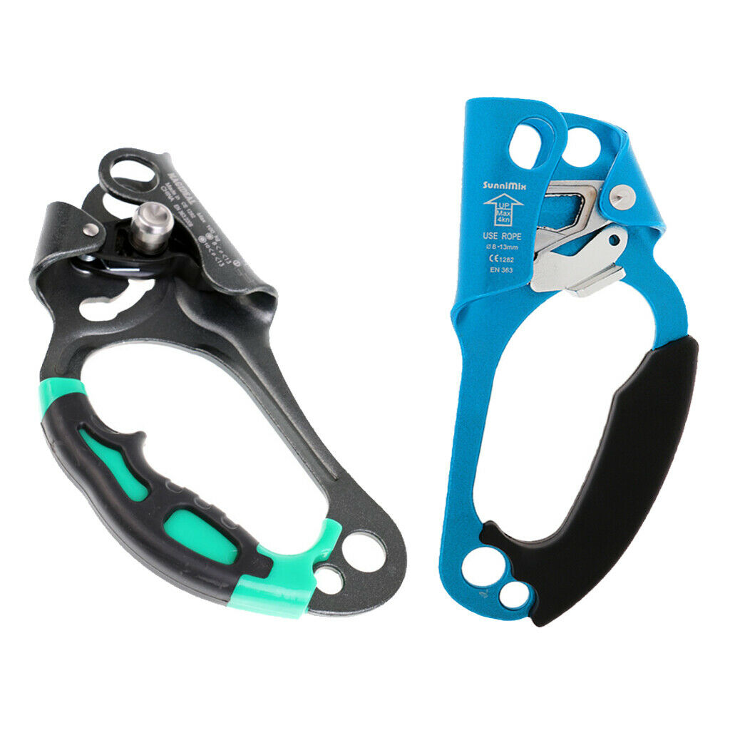 2pcs Tree Rock Climbing Left Right Hand Ascender Riser 8-13mm Rope Clamp Set