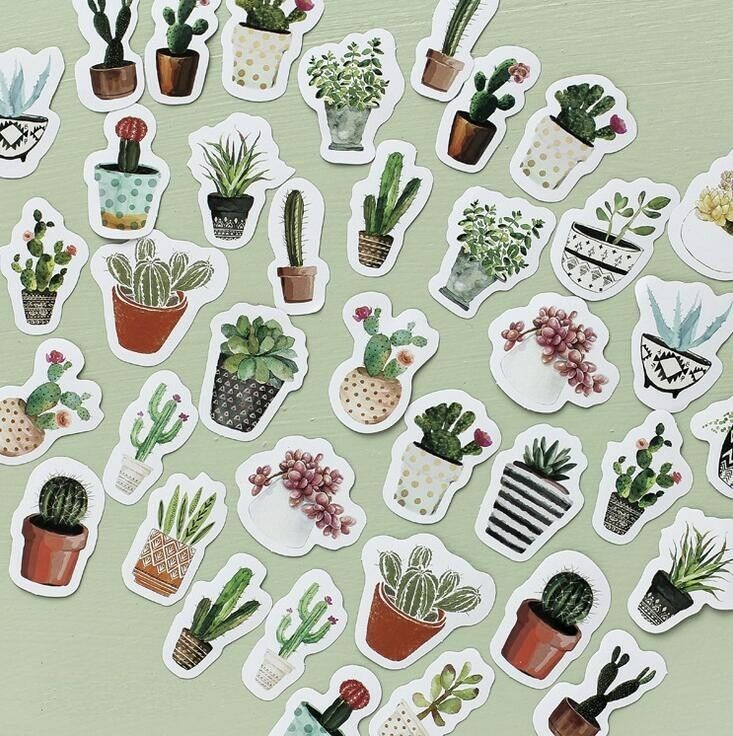 45pcs/pack Plant cactus Stickers DIY decorative Sealing Scrapbooking stickers
