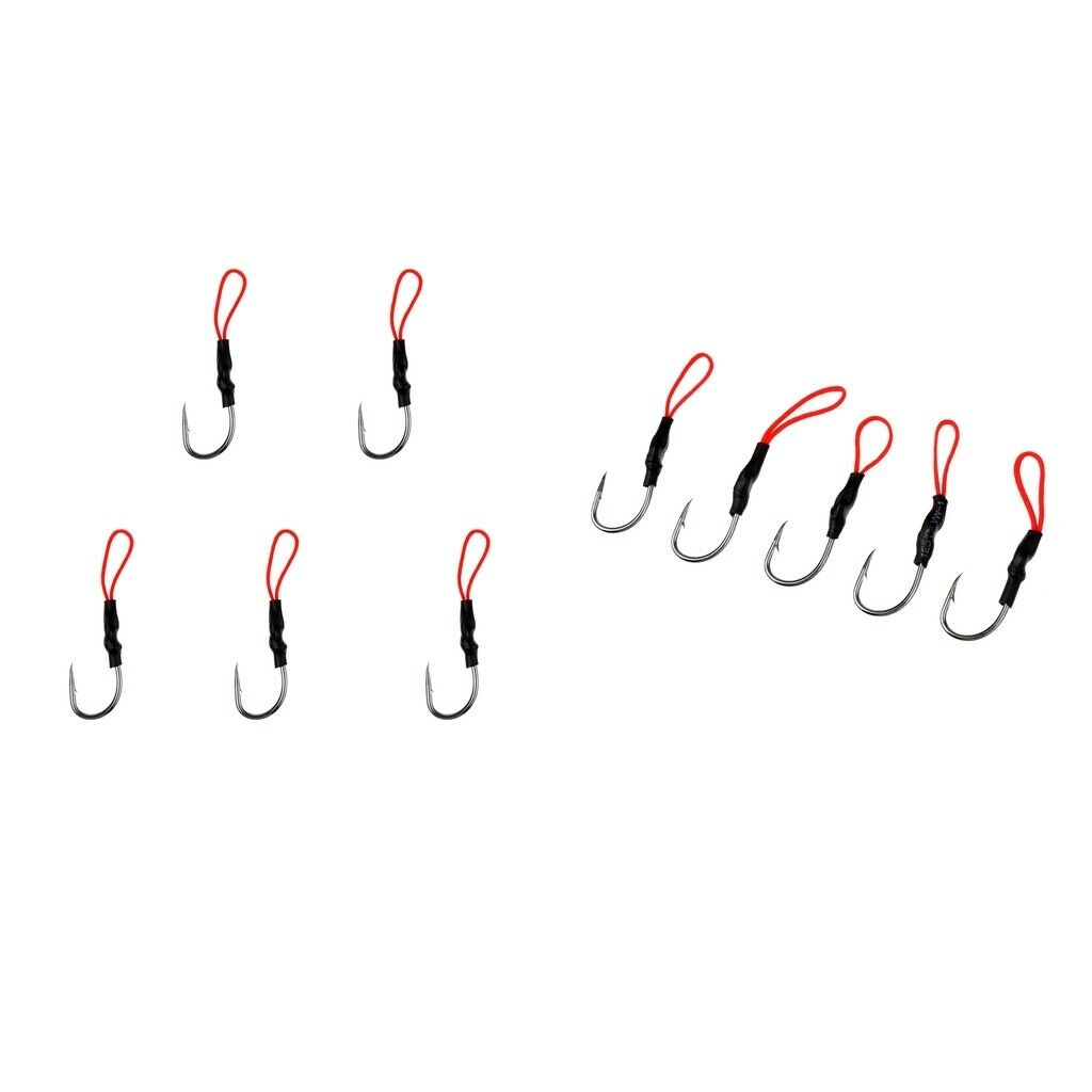 10Pcs Hooks Assist Hooks Fishing Jigging Carbon Steel PE Line Fisherman Hook