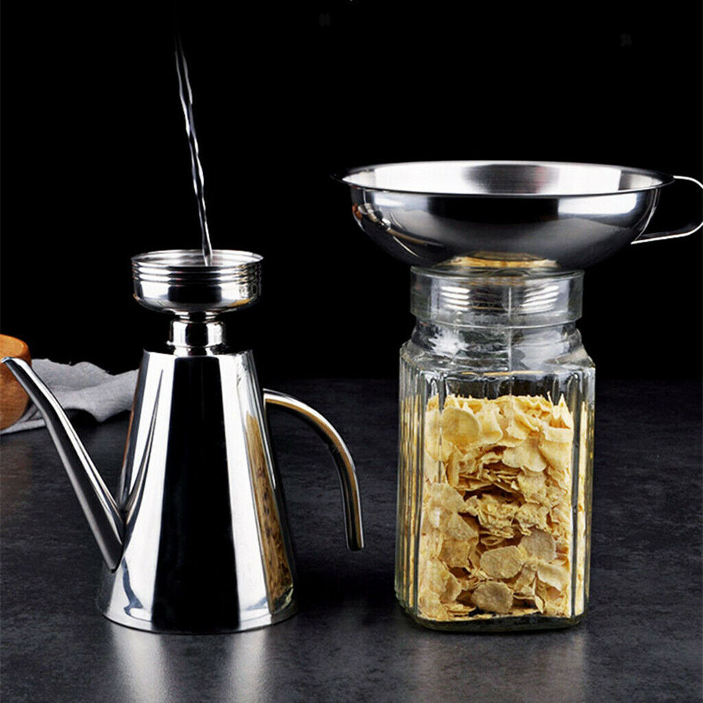 Wide & Narrow Mouth Stainless Steel Metal Funnel Set Durable Easy to Wash