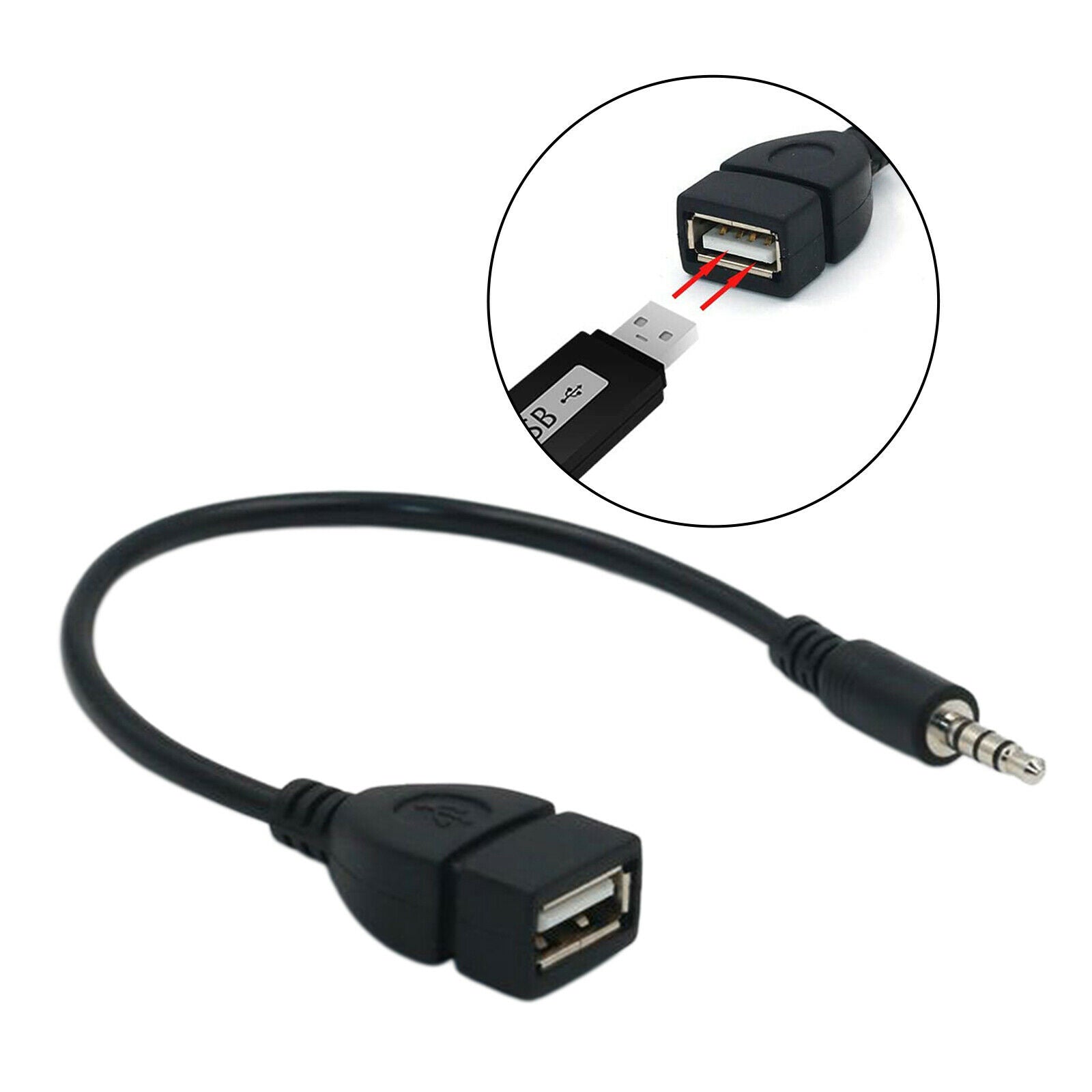 20cm 7.9" 3.5mm Male Audio AUX to USB Female Converter Adapter Cable Cord