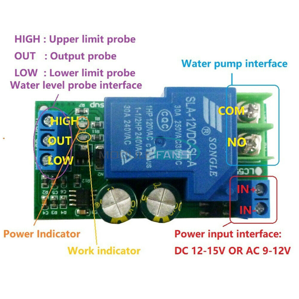 12V 30A Water Level Automatic Controller Liquid Sensor Switch Relay Board
