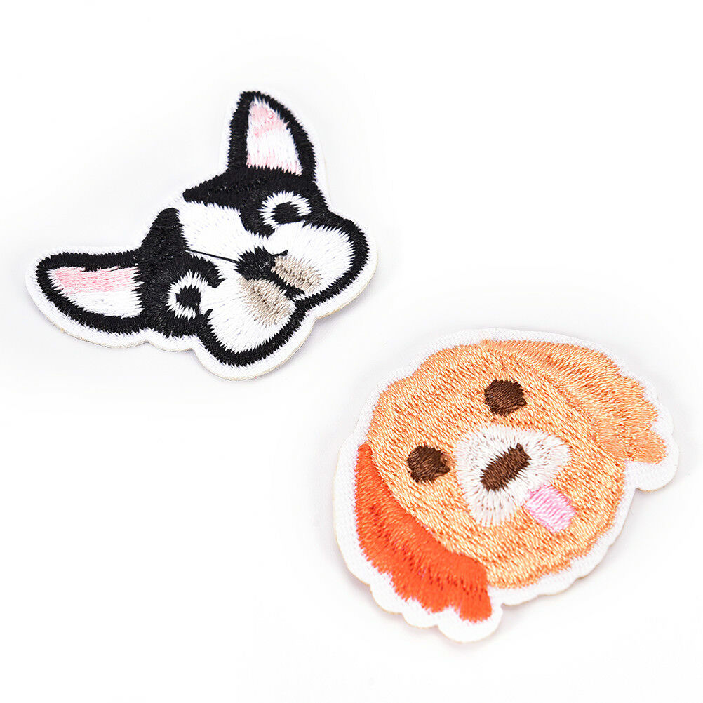 6Pc Dog Embroidered Patch Iron On Sewing Applique Badge Clothes Stickers C.l8