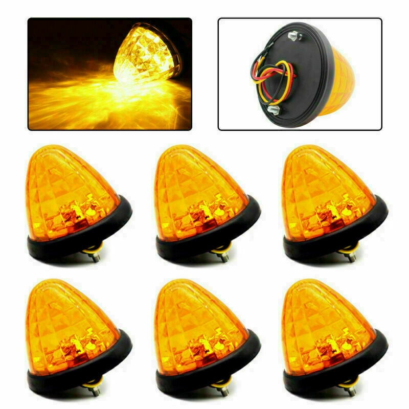 12pc Amber Round LED Side Marker Beehive Cone Lights for Peterbilt Truck Trailer