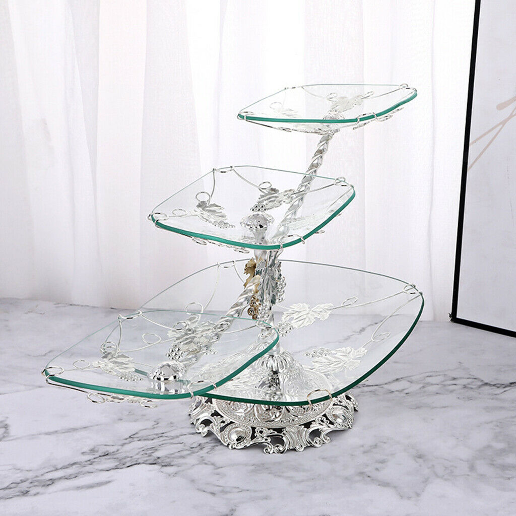 Square European Tempered Glass Fruit Tray Snack Serving Bowl Storage Plate
