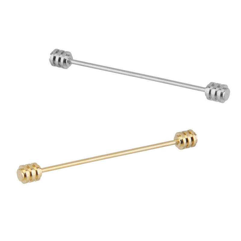 2 Pieces Barbell Pin Collar Lapel Tie Bar Mens Wedding Stick Clip