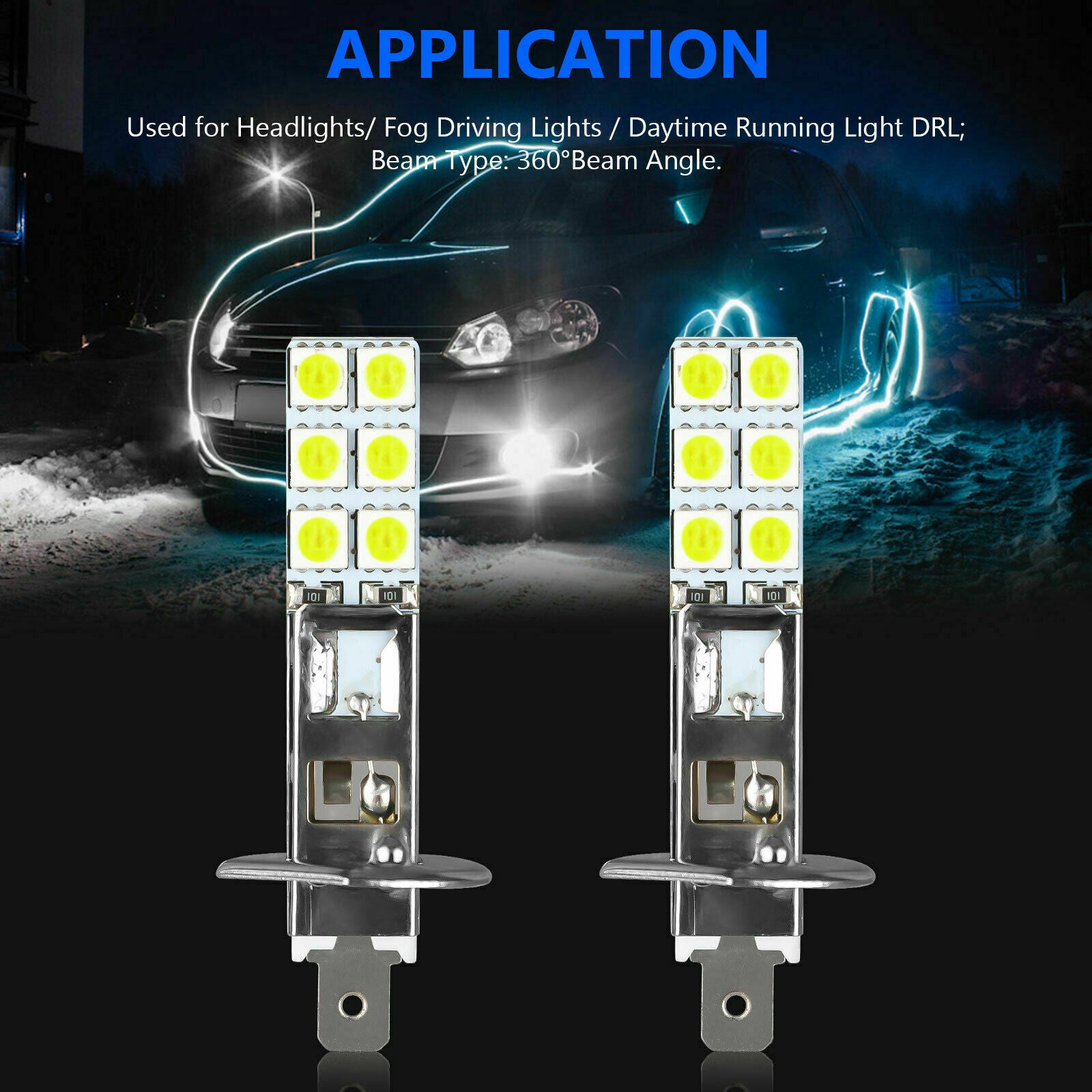2PCS NEW H1 6000K Super White 55W CREE LED Headlight Bulbs Kit Fog Driving Light