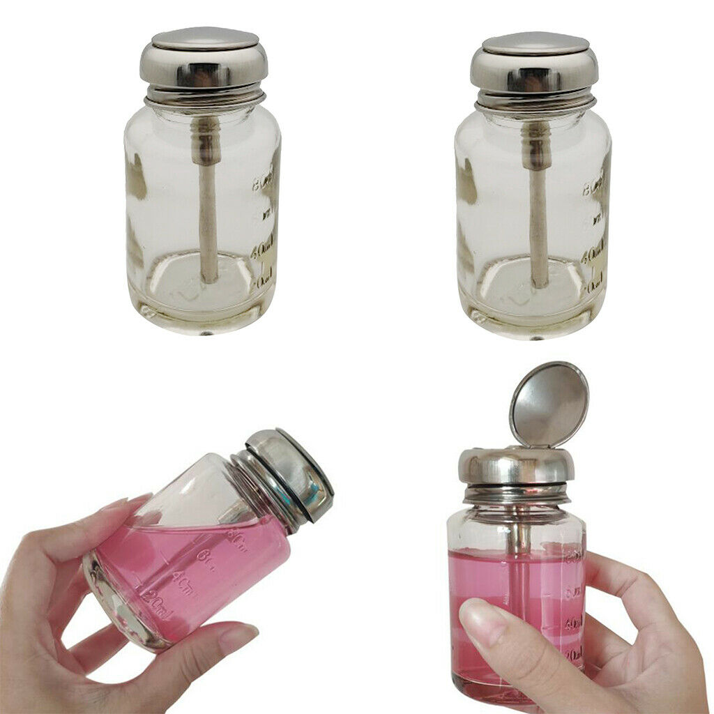 2pcs 80ML Liquid Dispenser Push Down, Liquid Bottle, Empty Pump Bottles Glass
