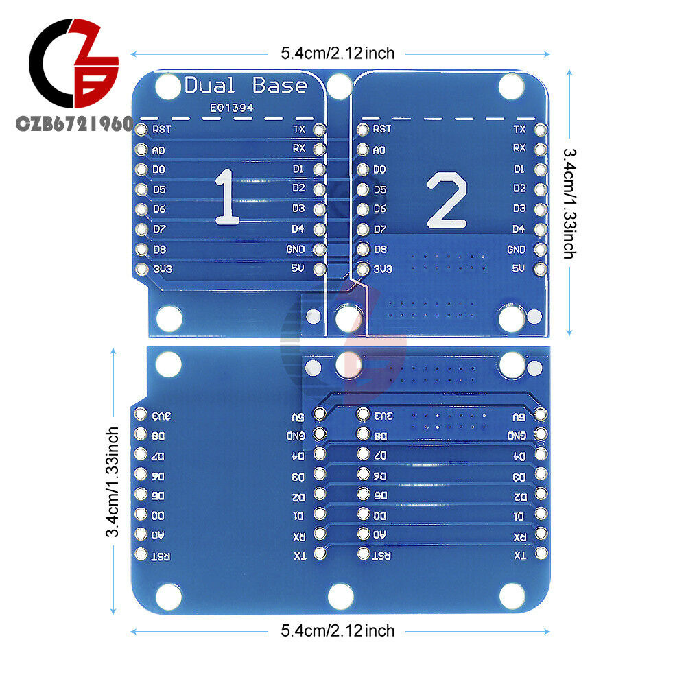 Double Socket Dual Base Shield for WeMos D1 Mini NodeMCU Arduino ESP8266