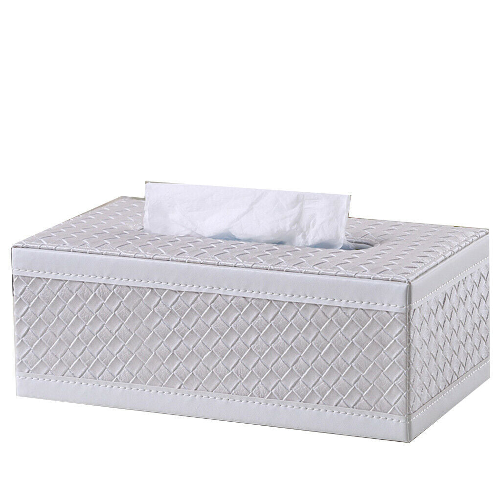 Leather Household Tissue Box Living Room Supplies White knit lines