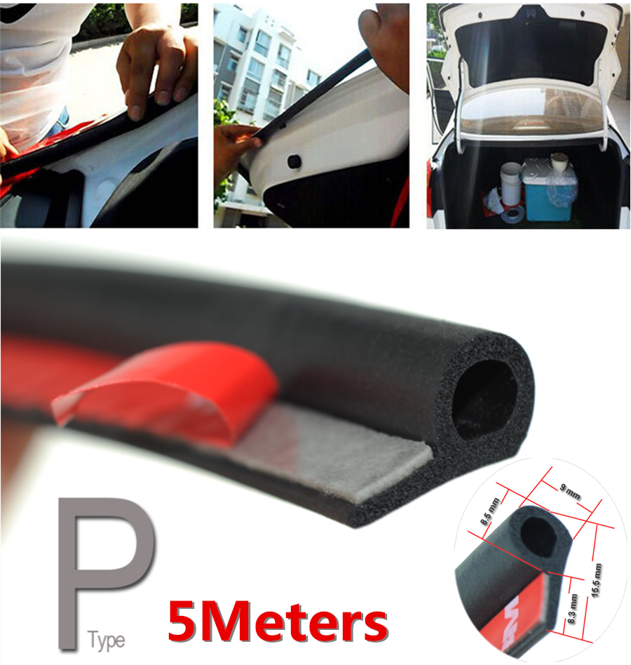 5M Rubber Small P Type Car Door Seal Strip Soundproof Sealing Strip Weatherstrip