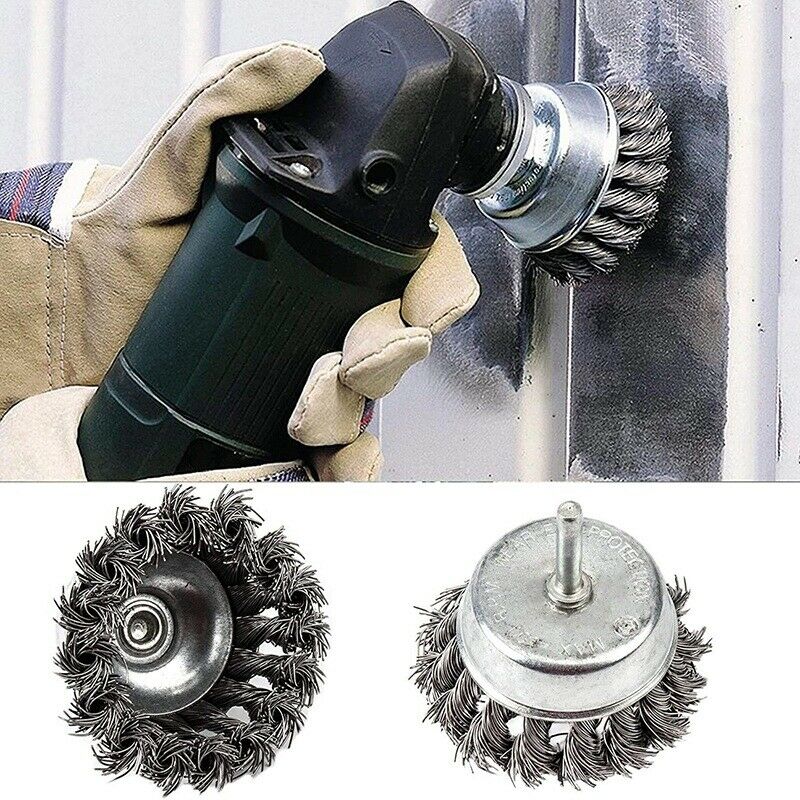 10 Pack Kted Wire Cup Brush with 1/4-Inch RoundShank, 3 Inch Wire Drill Brush N5