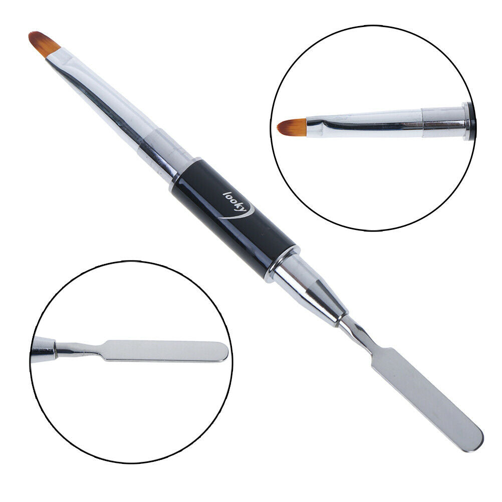 1X UV Gel Liner Brush Painting Acrylic Pen Nail Polish Tool with Mixing Spatu.DD