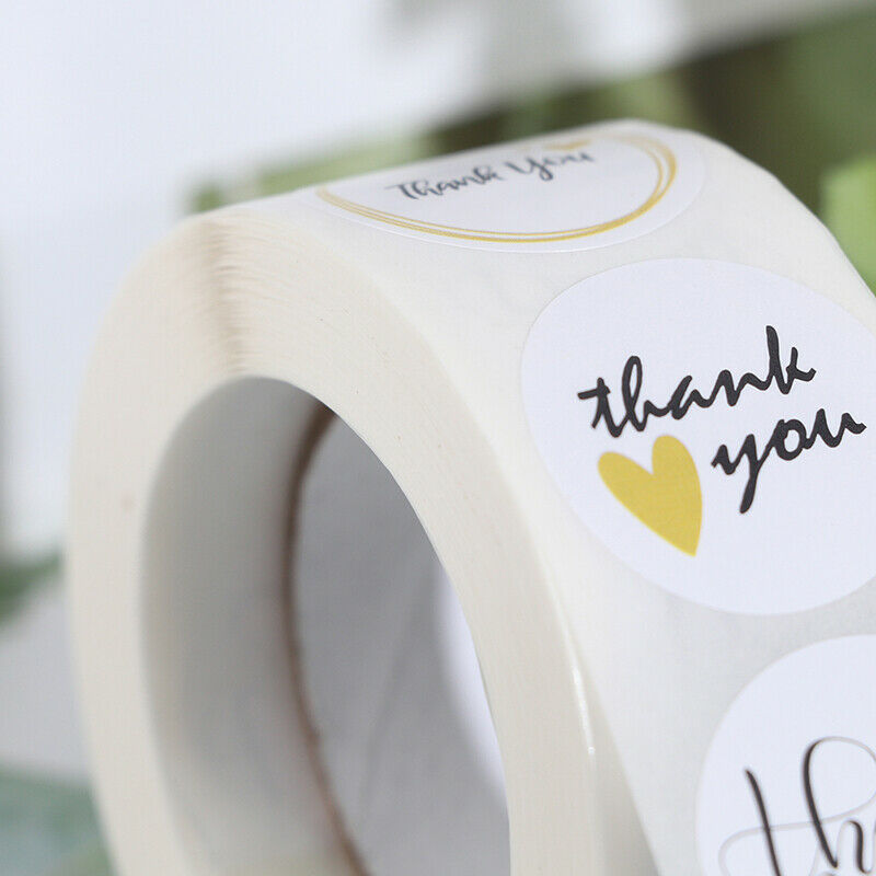 500* Thank You Stickers Hand Made With Love Labels Round-Heart Business S.l8