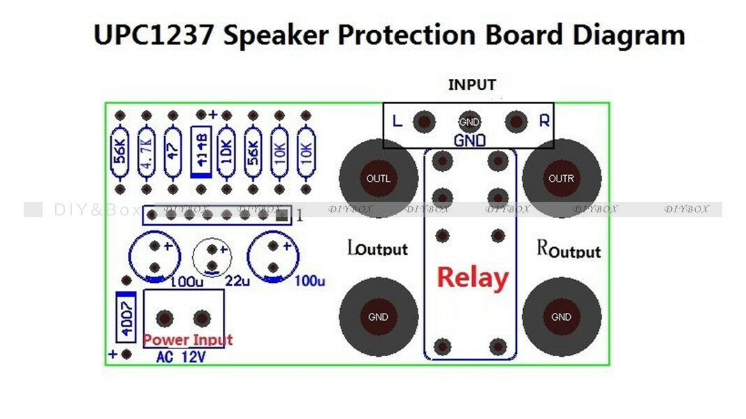 AC 12-16V Dual channel UPC1237 Speaker Protection Board PCB Delay DC Protection
