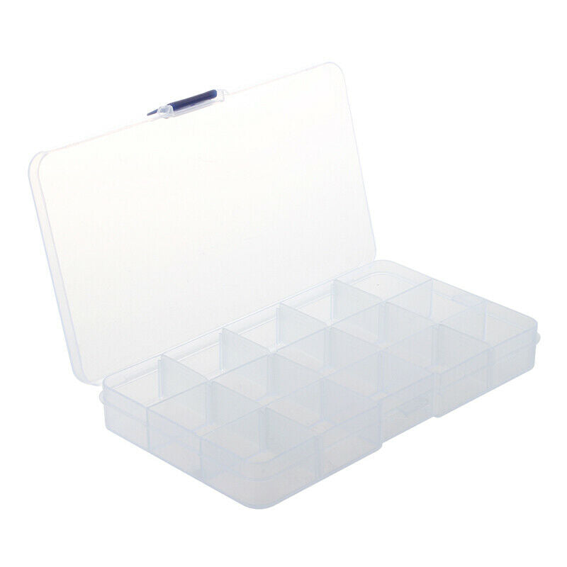 Plastic Box 15 Grid Adjustable Organizer Jewelry Bead Storage Container