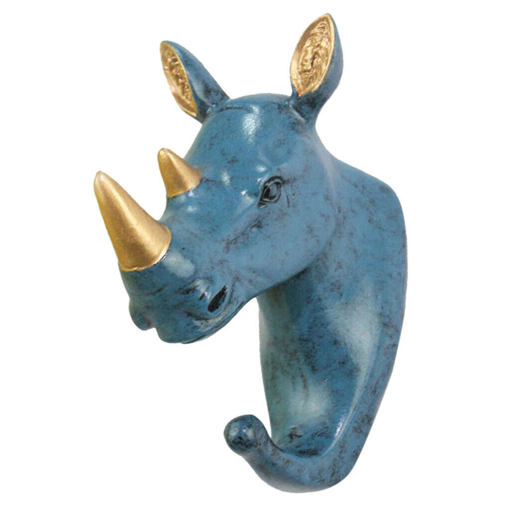 Animal  Royal Blue   Decorative Wall Hook   f/ Club Wall Ornament Rhinoceros
