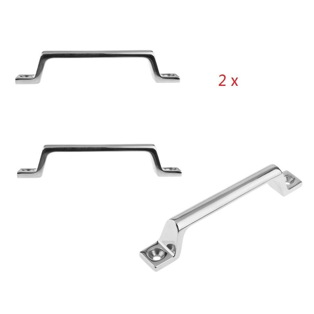1Pair Polished Stainless Steel 6.3Inch Boat Handle Rail Grab Bar