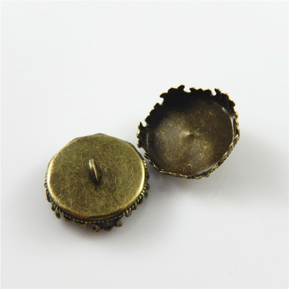 60 pcs Antiqued Bronze Metal Lace Base Cameo Setting Connectors Pendant Findings