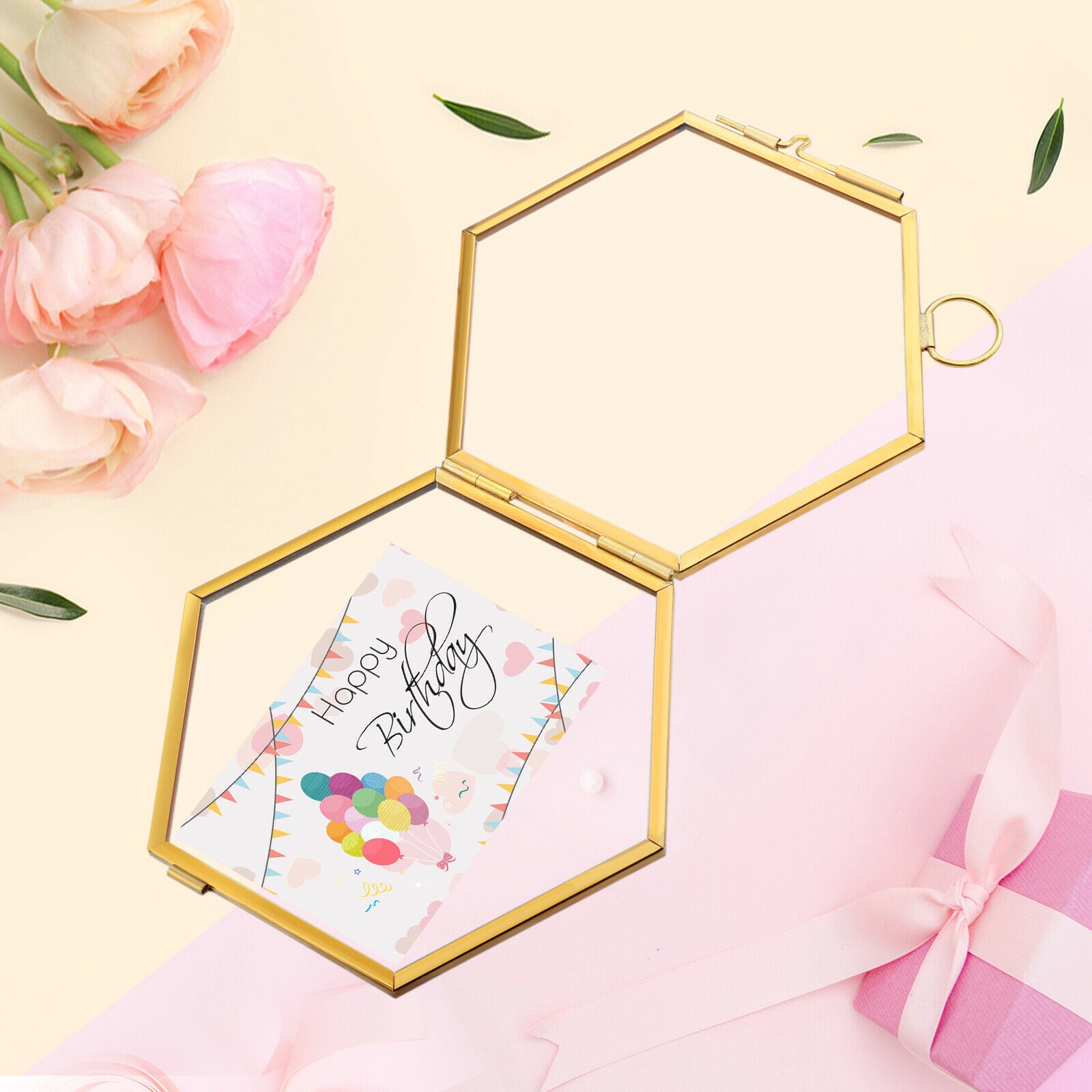 Clear Metal Photo Frame Wall Display, Card Holder with Locket Closure,