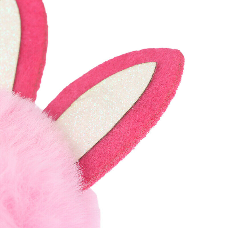 Easter hair accessory carnival headdress cute pink furball rabbit ears headband