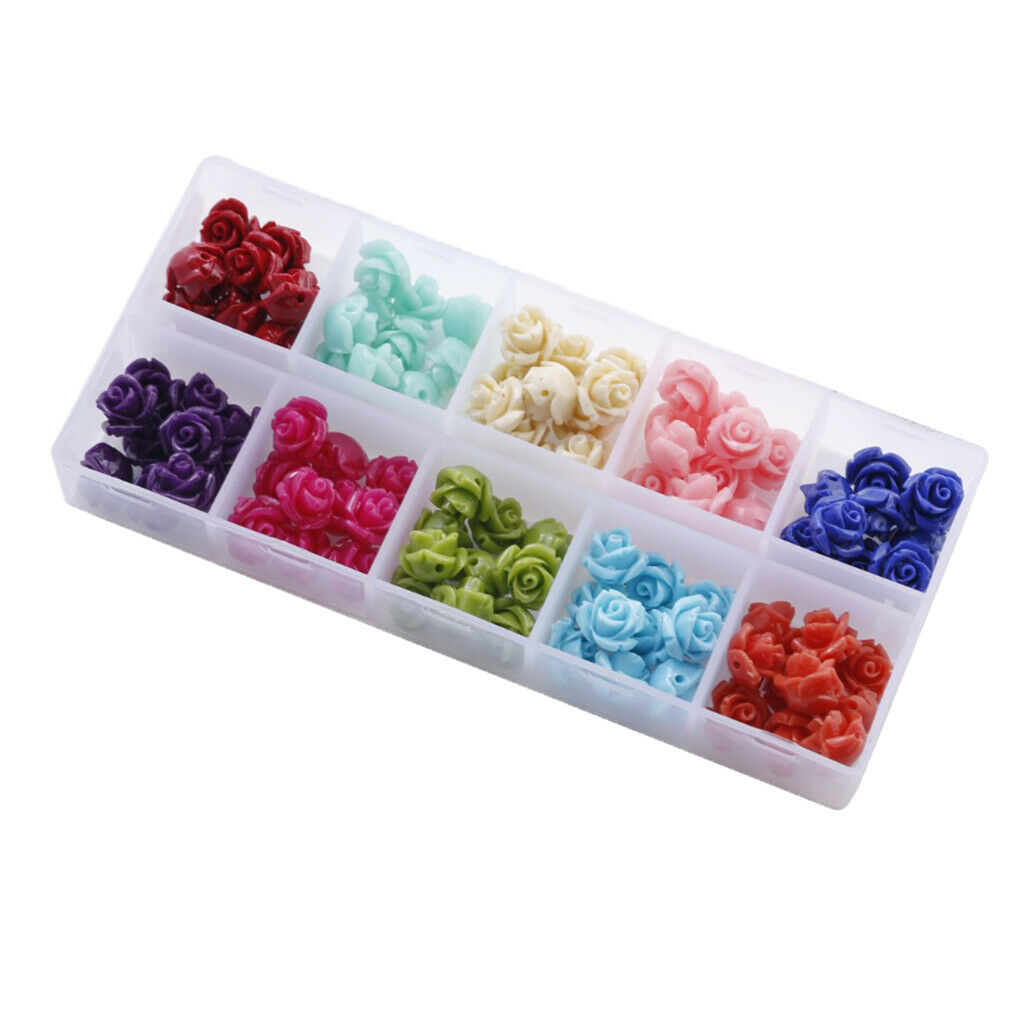 100pcs Flower Loose Beads Charms DIY Jewelry Scrapbooking Decorative Crafts
