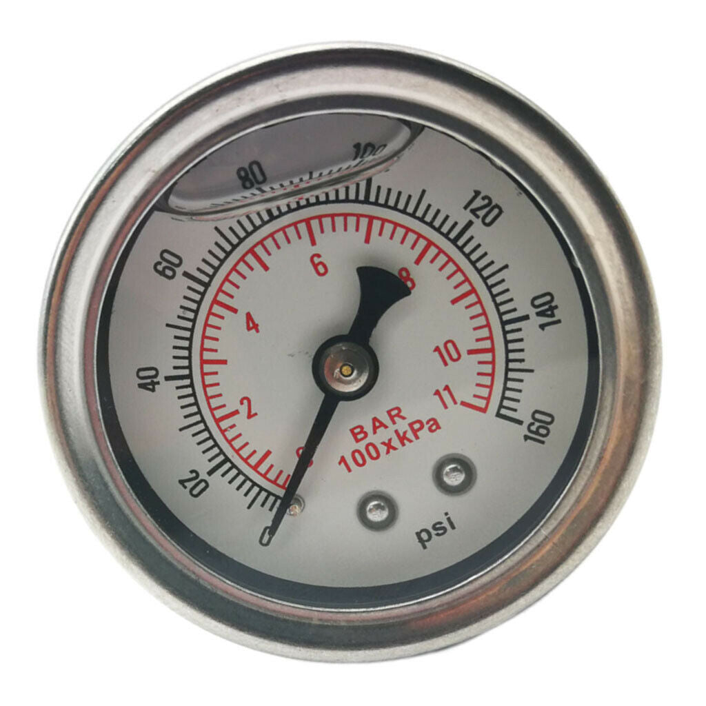 Fuel Pressure Regulator Gauge 1/8 "NPT White Back 0-160 BAR /