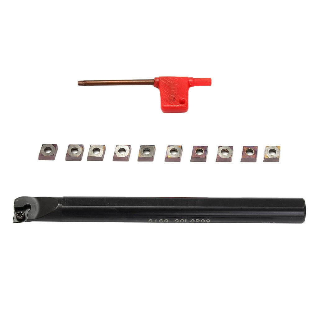 Metal S16Q-SCLCR09 CNC Turning Holder + 10Pcs CCMT09T3 Inserts W/ T15 Wrench