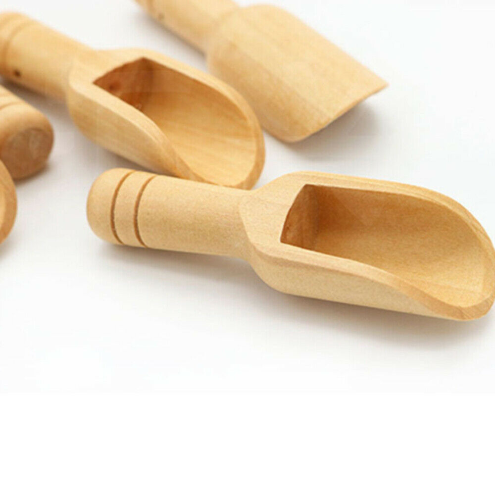 3Pcs Wooden Spoon Rice Spice Salt Sugar Flour Scoops Kitchen Cooking Baking Tool