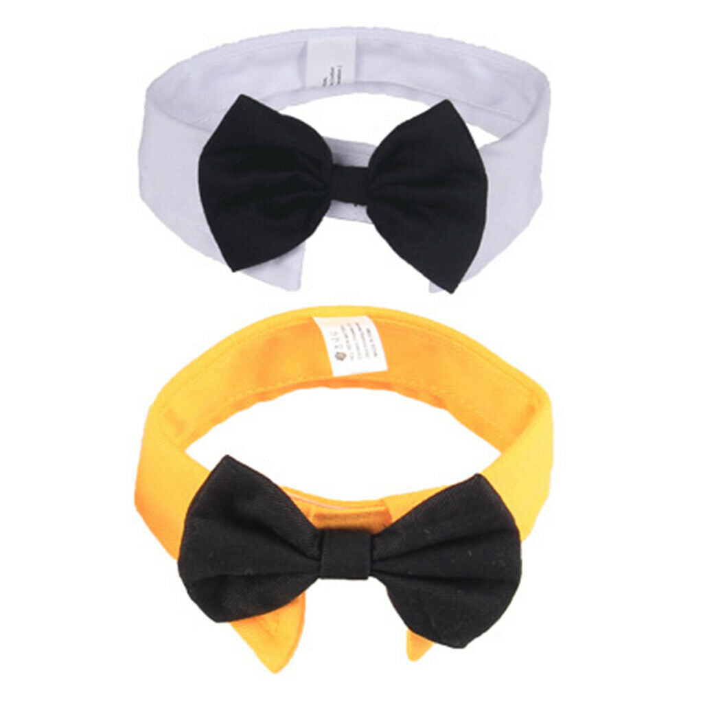 Adjustable Pet Dog Cat Bowknot Tie Christmas Holiday Party Collar White_L