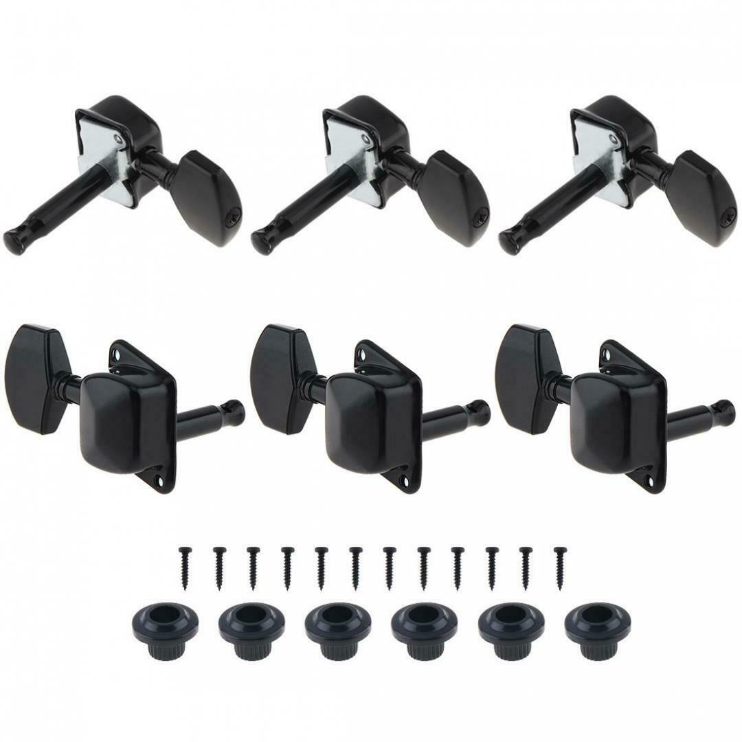 6pcs Black Guitar Tuning Pegs Aluminum Alloy Semi-closed Machine Heads Tuners