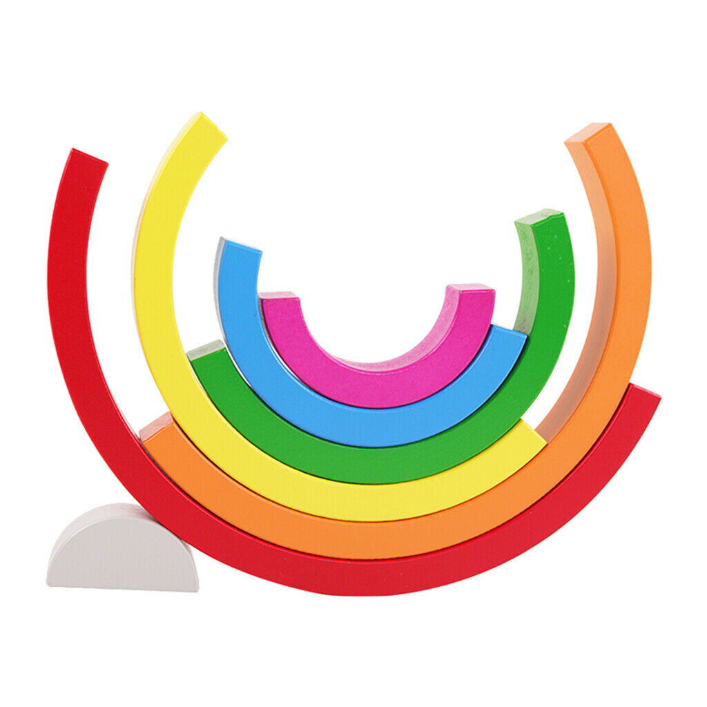 Handmade Wooden Rainbow Stacking Toddler Montessori Kids Early Learning