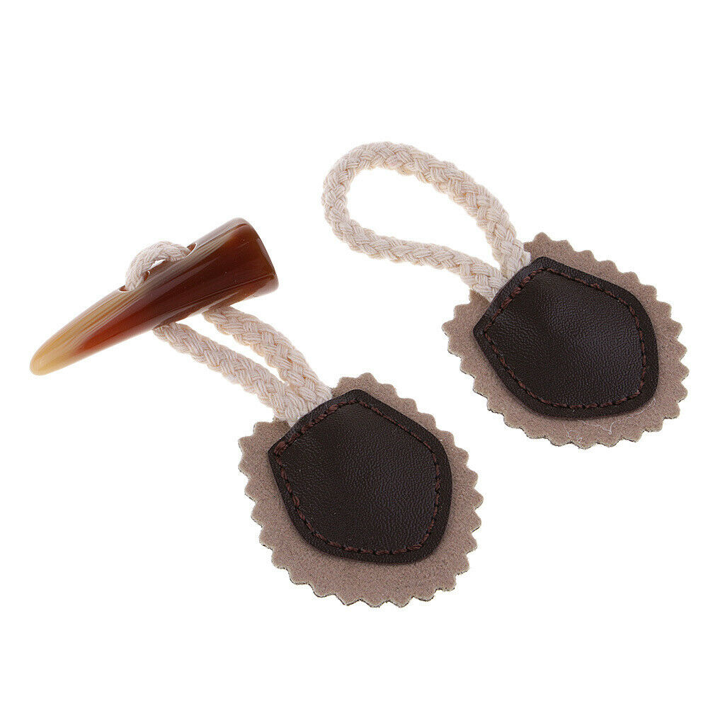 2x Sew-on Horn Toggle Closure DIY Clothing Jacket Duffle Sewing Fasteners
