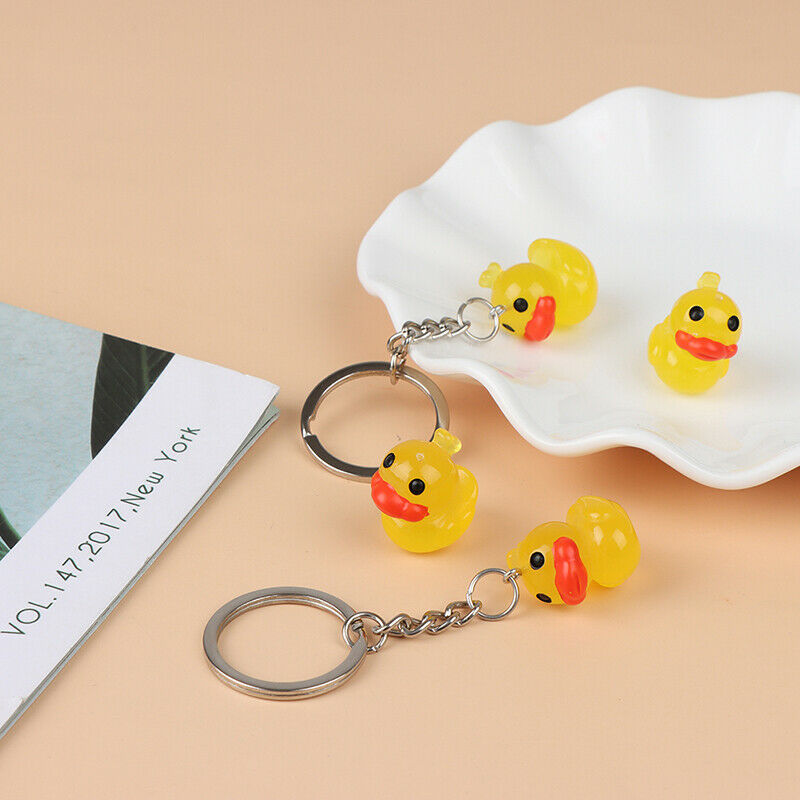 2pcs Cute Little Yellow Duck Keychain Women Girls Car Keyring Jewelry Gif.l8
