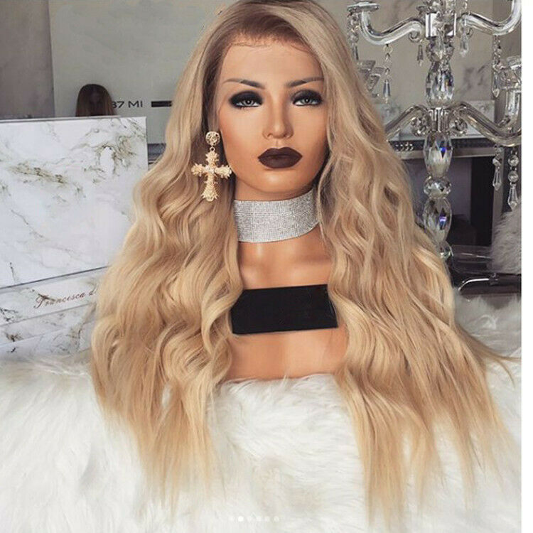 Synthetic Wig Long Body Wavy Full Wigs Ombre Blonde Brown Color Fashion Women