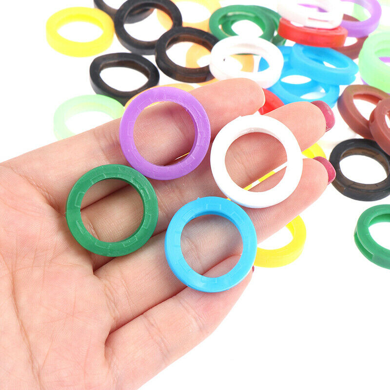 50Pcs Hollow Multi Color Rubber Soft Keys Locks Cap Topper Keyring Elastic C FG