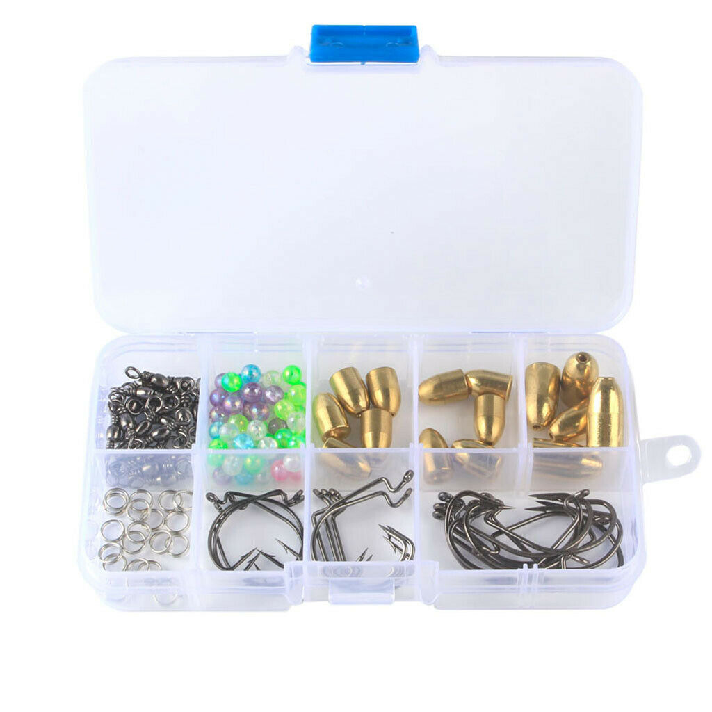 115pcs/box Carp Fishing Terminal Tackle Hooks Swivels Beads Brass Sinker Kit