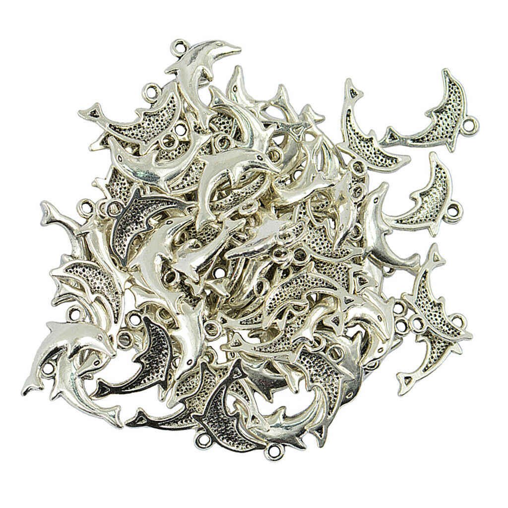 50 pieces nautical dolphin shape charms pendants for jewelry making
