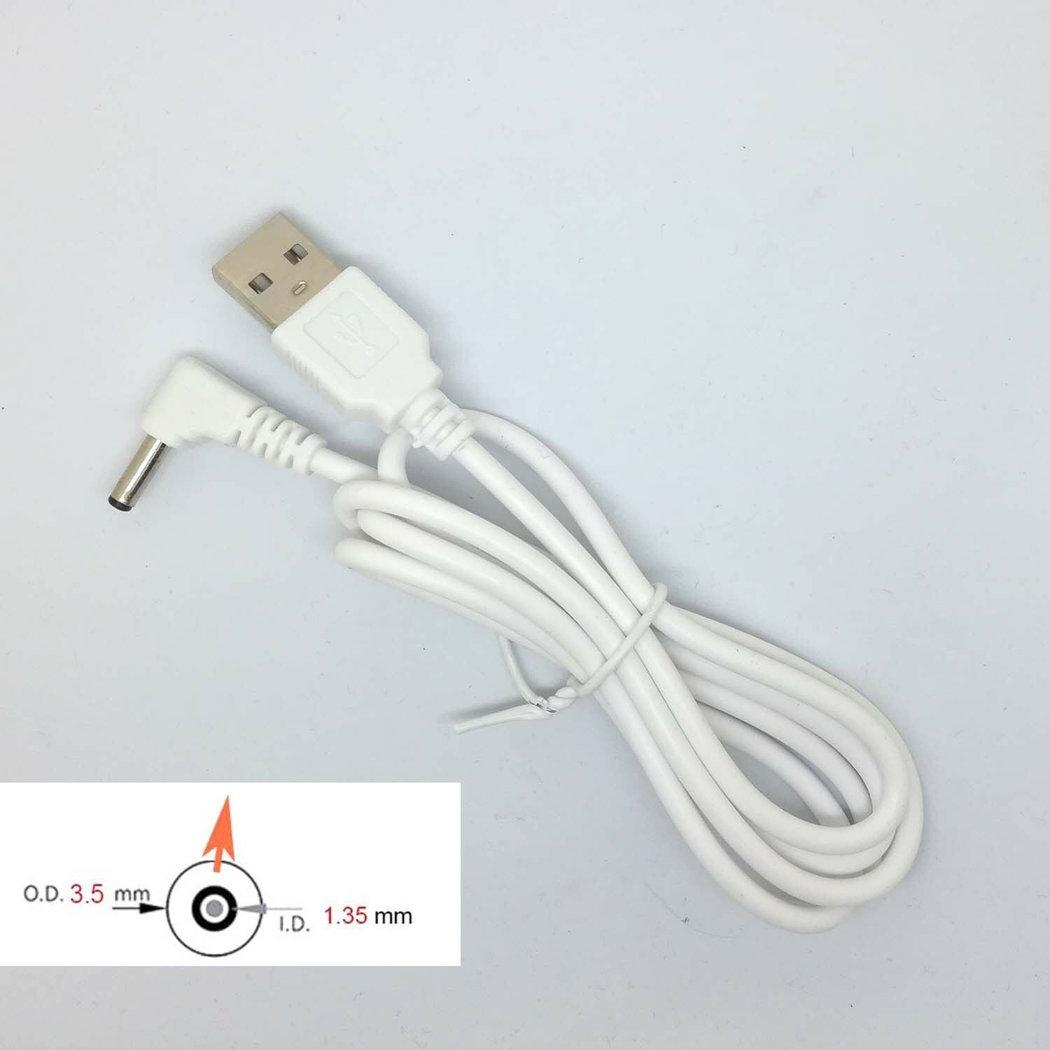 90 Angle PC USB Male to 5V DC 3.5mm x 1.35mm Barrel Connector Power cable whi mg