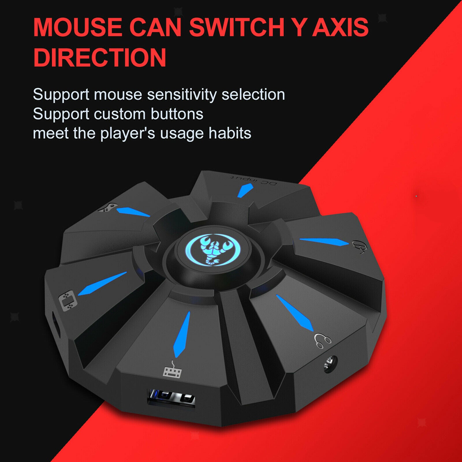 ABS USB Gaming Keyboard Mouse Adapter Converter Support Headset Type C