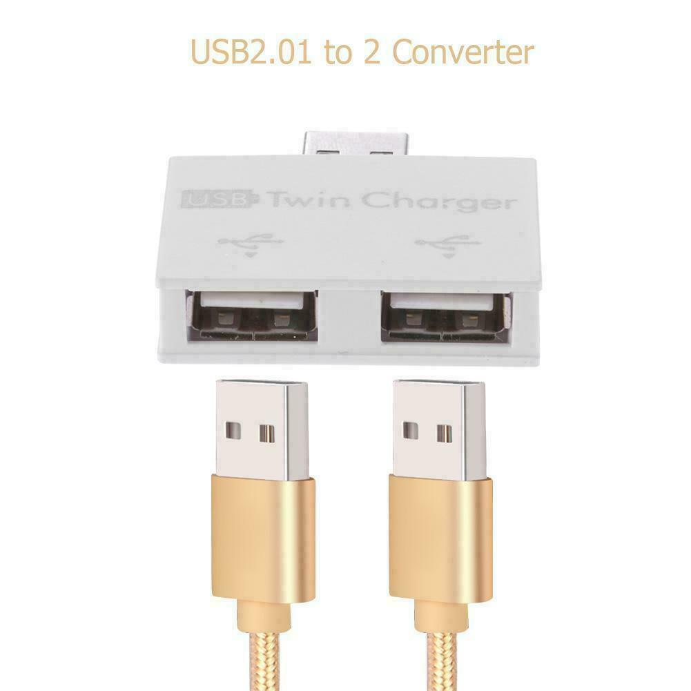 External 2 Port USB Splitter USB HUB Micro USB Power Port Multi-port Adapter NEW